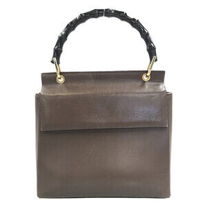Gucci Bamboo Top Handle Leather Shoulder Bag Handbag